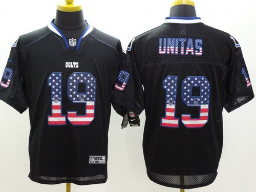 Nike Indianapolis Colts #19 Johnny Unitas 2014 USA Flag Fashion Black Elite Jersey