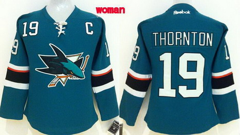 San Jose Sharks #19 Joe Thornton 2014 Blue Womens Jersey