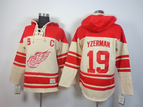 Old Time Hockey Detroit Red Wings #19 Steve Yzerman Cream Hoodie