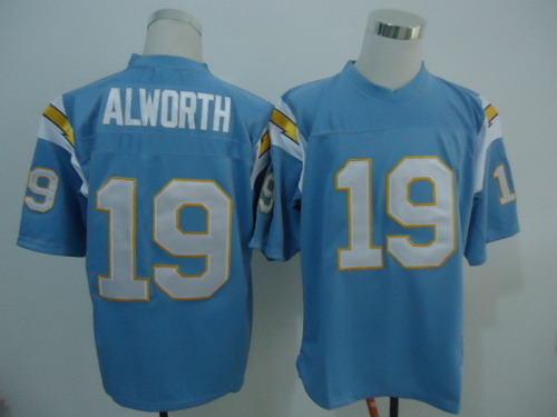 San Diego Chargers #19 Lance Alworth Light Blue Throwback Jersey