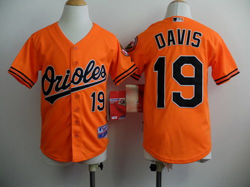 Baltimore Orioles #19 Chris Davis Orange Kids Jersey