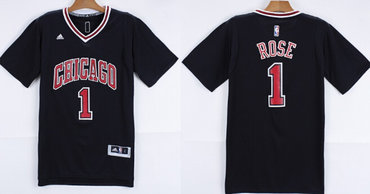 Chicago Bulls #1 Derrick Rose Revolution 30 Swingman 2014 New Black Short-Sleeved Jersey