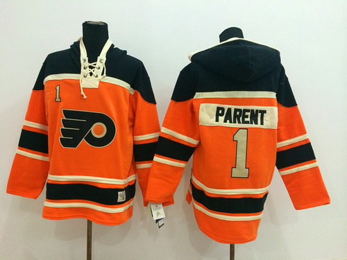 Old Time Hockey Philadelphia Flyers #1 Bernie Parent 2012 Winter Classic Orange Hoodie