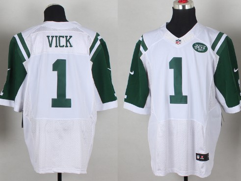 Nike New York Jets #1 Michael Vick White Elite Jersey