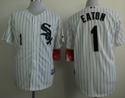 Chicago White Sox #1 Adam Eaton White With Black Pinstripe Jersey