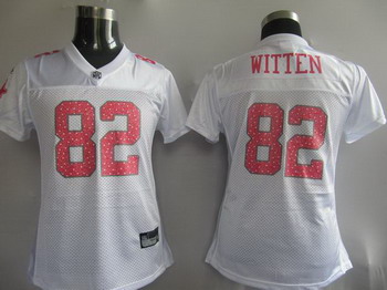 Dallas Cowboys #82 Witten White Womens Sweetheart Jersey  