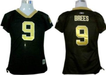 New Orleans Saints #9 Brees Black Womens Field Flirt Fashion Jersey 