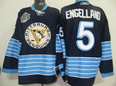 Pittsburgh Penguins #5 Deryk Engelland Navy Blue Third Jersey 