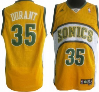 Seattle Supersonics #35 Kevin Durant 1994-95 Yellow Swingman Jersey