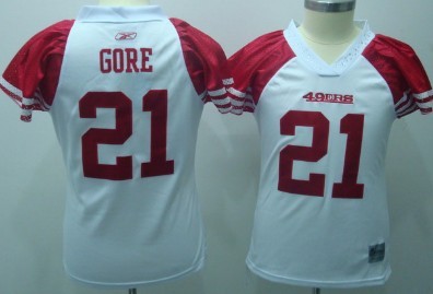 San Francisco 49ers #21 Gore White Womens Field Flirt Fashion Jersey