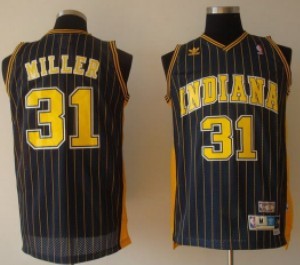 Indiana Pacers #31 Reggie Miller Navy Blue Pinstirpe Swingman Throwback Jersey 