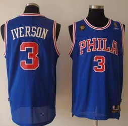 Philadelphia 76ers #3 Allen Iverson Blue 10TH Swingman Jersey