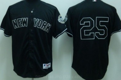 New York Yankees #25 Mark Teixeira Black Jersey 