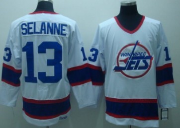 Winnipeg Jets #13 Teemu Selanne White Throwback CCM Jersey 