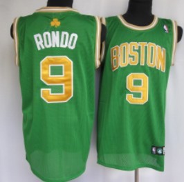 Boston Celtics #9 Rajon Rondo Green Wiht Gold Swingman Jersey 