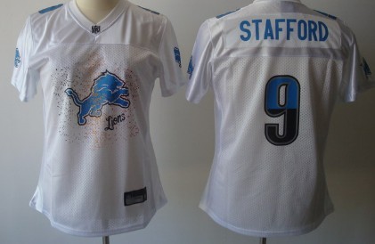 Detroit Lions #9 Matthew Stafford White Fem Fan Womens Jersey