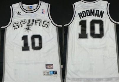 San Antonio Spurs #10 Dennis Rodman White Swingman Throwback Jersey