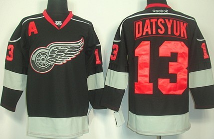 Detroit Red Wings #13 Pavel Datsyuk Black Ice Jersey 