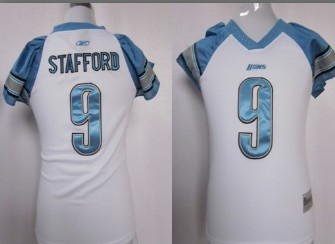 Detroit Lions #9 Matthew Stafford White Womens Field Flirt Fashion Jersey