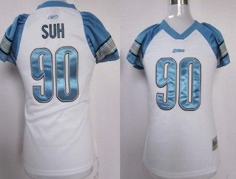 Detroit Lions #90 Ndamukong Suh White Womens Field Flirt Fashion Jersey