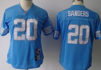 Detroit Lions #20 Barry Sanders Light Blue Womens Jersey