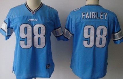 Detroit Lions #98 Nick Fairley Light Blue Womens Jersey