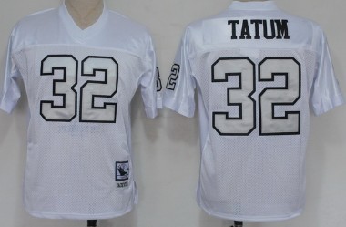 Oakland Raiders #32 Jack Tatum White With Silver Throwback Jersey 