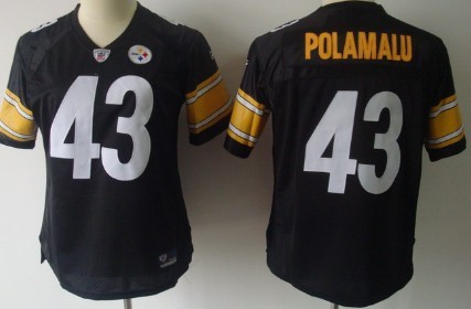 Pittsburgh Steelers #43 Troy Polamalu Black Womens Jersey 