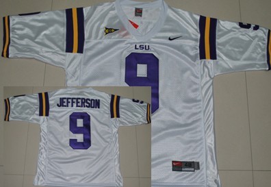 LSU Tigers #9 Jordan Jefferson White Jersey 