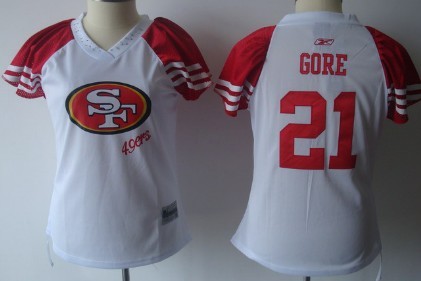 San Francisco 49ers #21 Frank Gore 2011 White Womens Field Flirt Fashion Jersey 