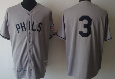 Philadelphia Phillies #3 Chuck Klein 1942 Gray Wool Throwback Jersey 