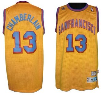 San Francisco Warriors #13 Wilt Chamberlain ABA Hardwood Classic Swingman Yellow Jersey