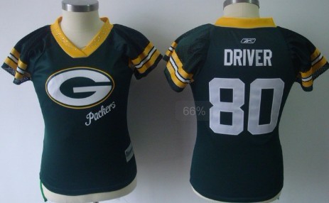 Green Bay Packers #80 Donald Driver 2011 Green Womens Field Flirt Fashion Jersey 