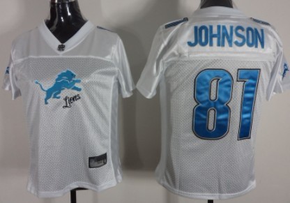 Detroit Lions #81 Calvin Johnson 2011 White Stitched Womens Jersey 