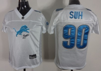 Detroit Lions #90 Ndamukong Suh 2011 White Stitched Womens Jersey