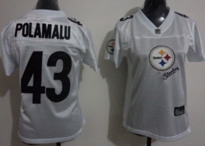 Pittsburgh Steelers #43 Troy Polamalu 2011 White Stitched Womens Jersey 