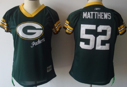 Green Bay Packers #52 Clay Matthews 2011 Green Womens Field Flirt Fashion Jersey