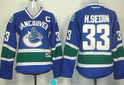 Vancouver Canucks #33 Henrik Sedin Blue Womens Jersey