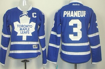 Toronto Maple Leafs #3 Dion Phaneuf Blue Womens Jersey 