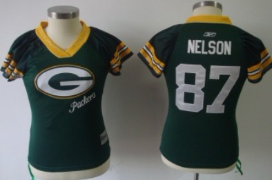 Green Bay Packers #87 Jordy Nelson 2011 Green Womens Field Flirt Fashion Jersey