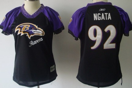 Reebok Baltimore Ravens #92 Haloti Ngata 2011 Black Womens Field Flirt Fashion Jersey 