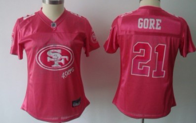 San Francisco 49ers #21 Frank Gore Pink Fem Fan Womens Jersey 