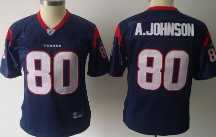 Houston Texans #80 Andre Johnson Blue Womens Team Jersey 