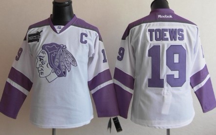 Chicago Blackhawks #19 Jonathan Toews White Womens Fights Cancer Jersey