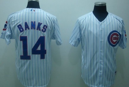 Chicago Cubs #14 Ernie Banks White Jersey 