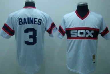 Chicago White Sox #3 Harold Baines 1983 White Pullover Throwback Jersey 