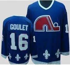 Quebec Nordiques #16 Michel Goulet Navy Blue Throwback CCM Jersey