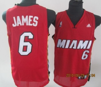 Miami Heat #6 LeBron James Red Swingman Jersey 