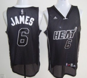 Miami Heat #6 LeBron James All Black With White Swingman Jersey 