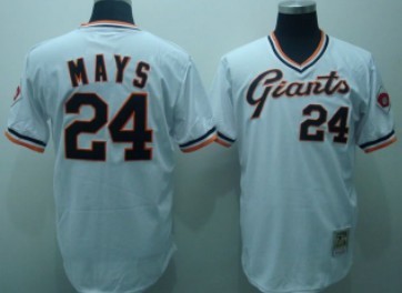 San Francisco Giants #24 Willie Mays 1989 White Throwback Jersey